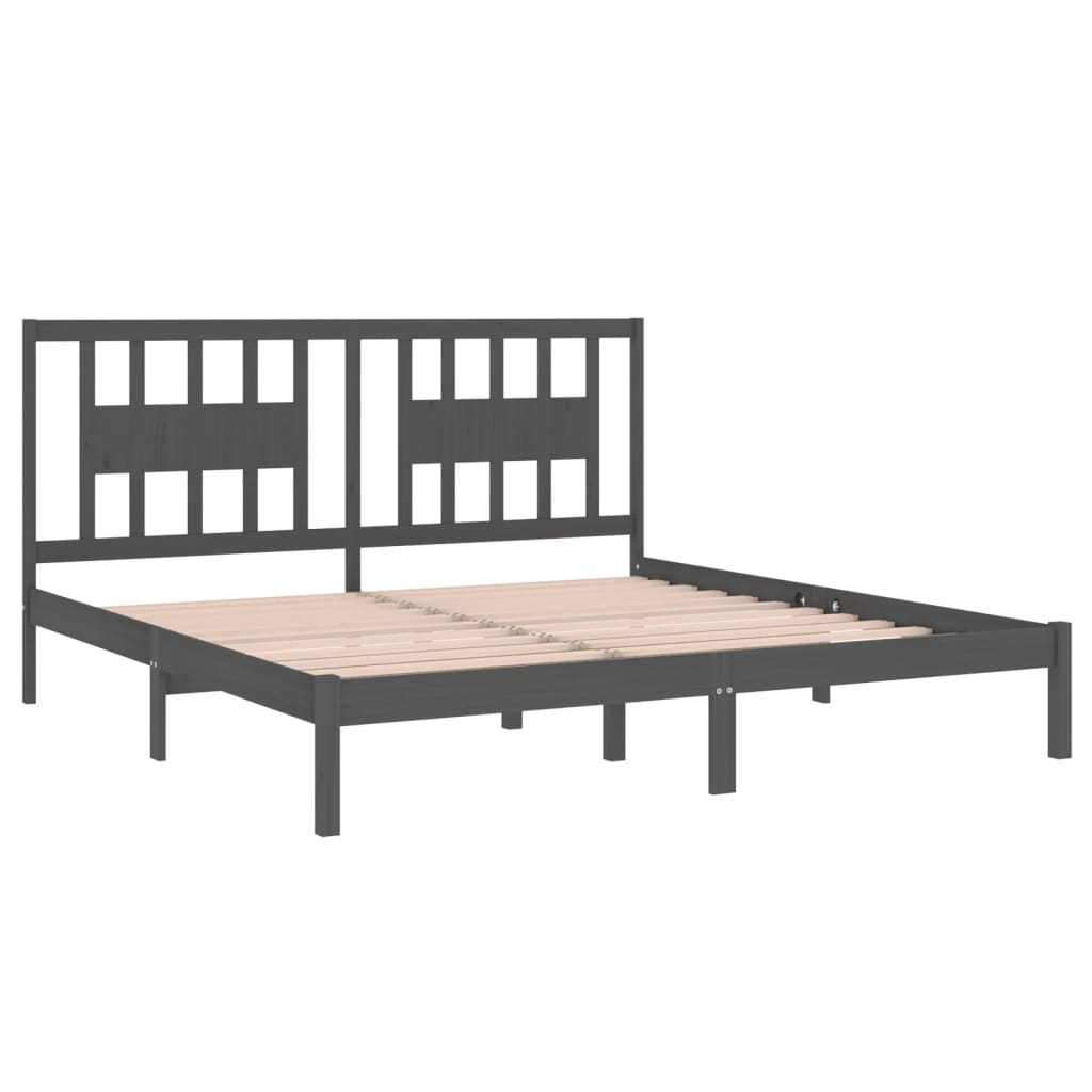 vidaXL Bedframe massief grenenhout grijs 200x200 cm