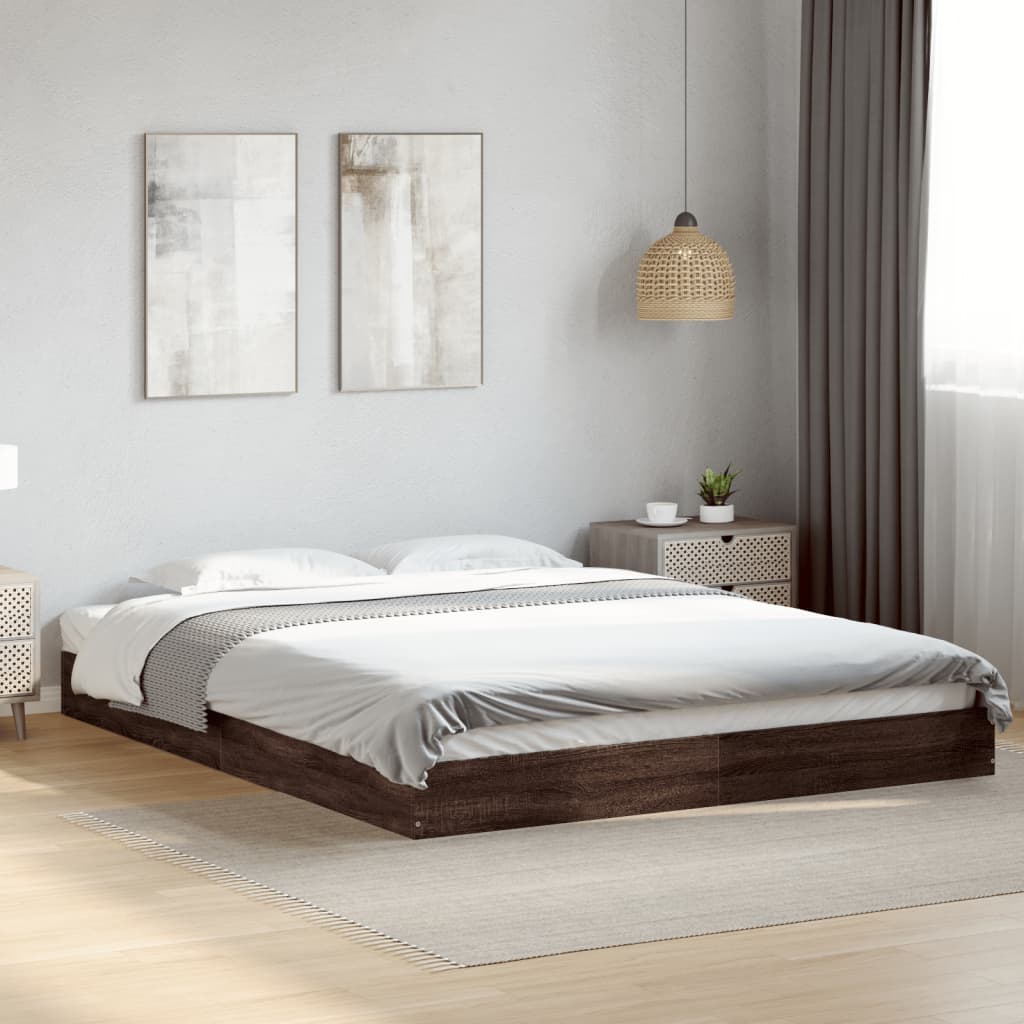 vidaXL Bedframe zonder matras bewerkt hout bruin eikenkleur 150x200 cm