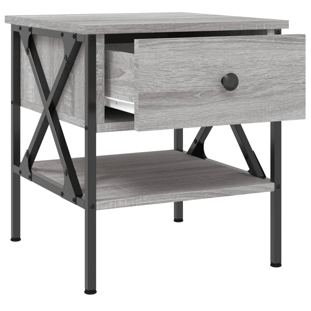 vidaXL Nachtkastjes 2 st 40x42x45 cm bewerkt hout grijs sonoma eiken