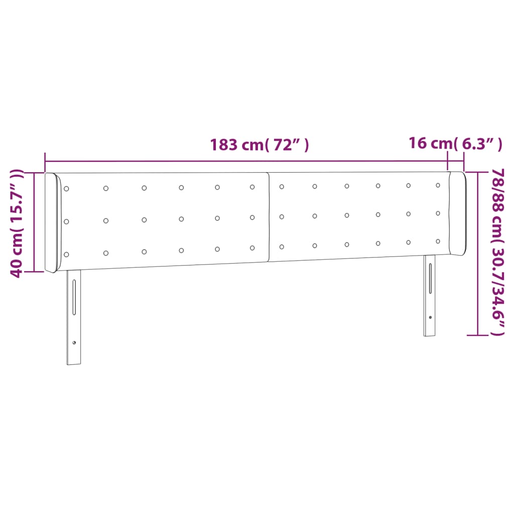 vidaXL Hoofdbord LED 183x16x78/88 cm kunstleer cappuccinokleurig