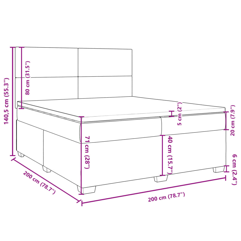 vidaXL Boxspring met matras fluweel donkergroen 200x200 cm