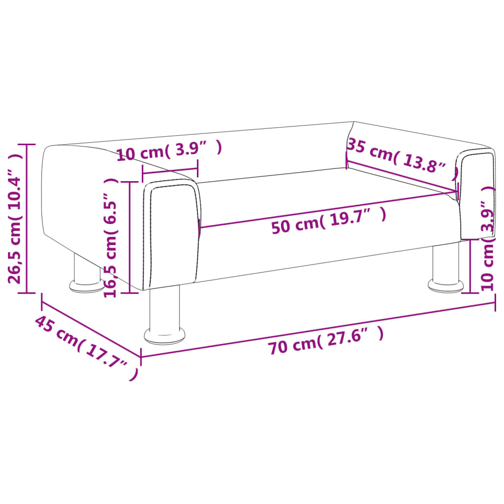 vidaXL Kinderbank 70x45x26,5 cm fluweel bruin