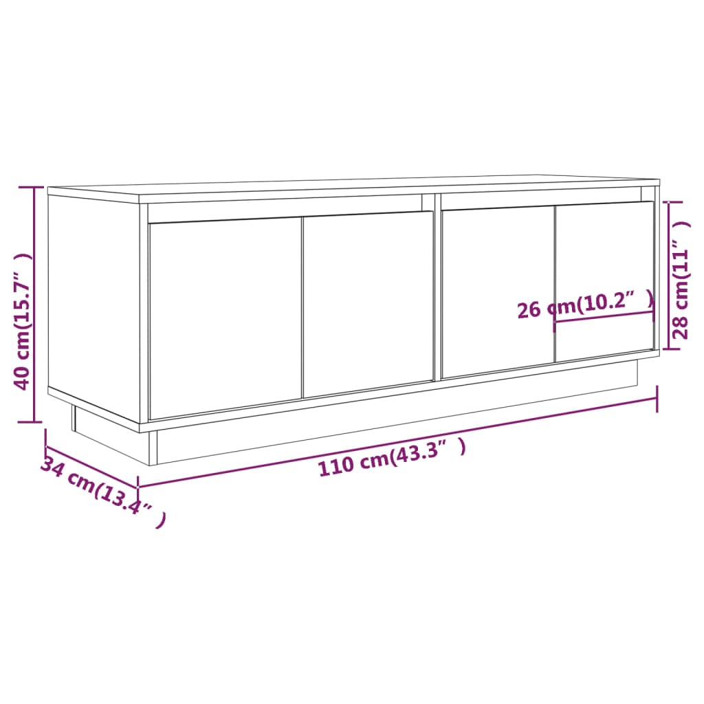 vidaXL Tv-meubel 110x34x40 cm massief grenenhout