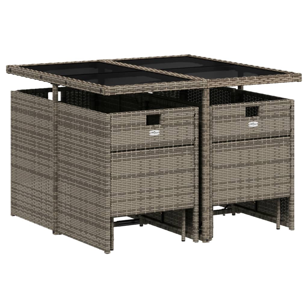 vidaXL 9-delige Tuinset met kussens poly rattan grijs