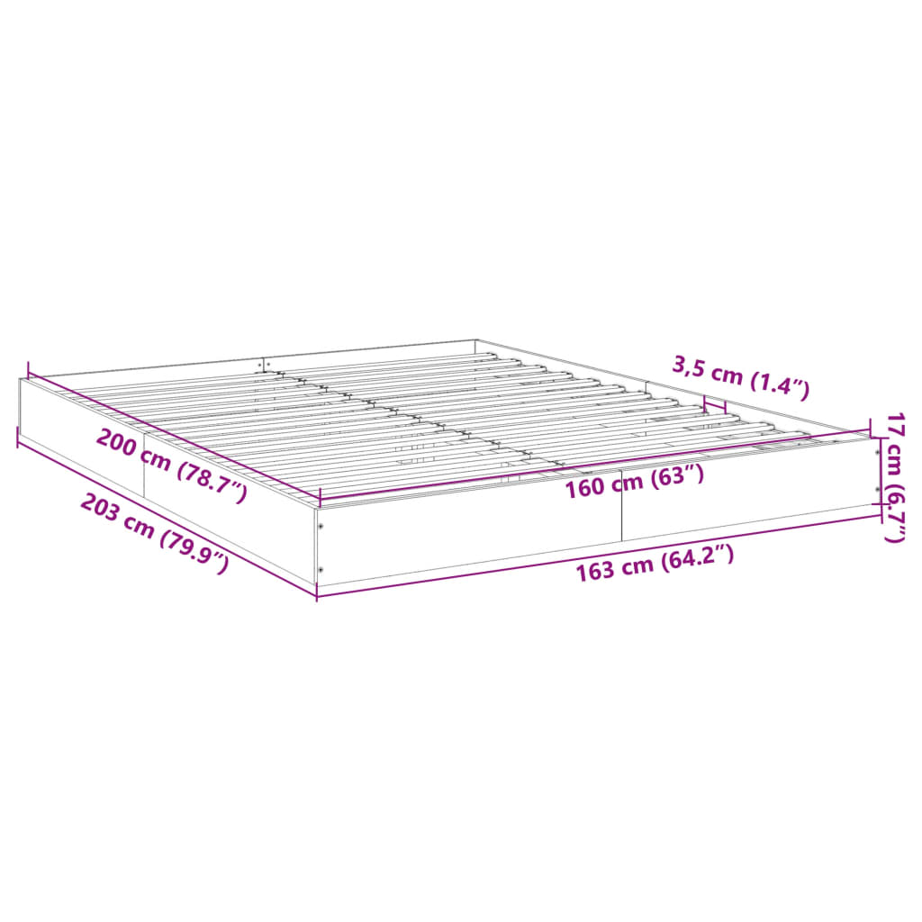 vidaXL Bedframe bewerkt hout gerookt eikenkleurig 160x200 cm