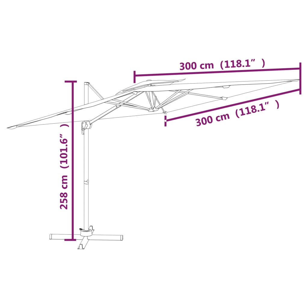 vidaXL Zweefparasol met dubbel dak 300x300 cm taupe