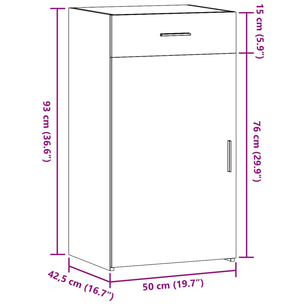 vidaXL Dressoir 50x42,5x93 cm bewerkt hout bruin eikenkleur