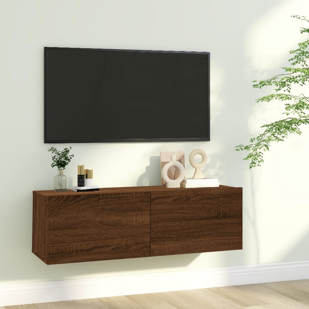 vidaXL Tv-wandmeubel 100x30x30 cm bewerkt hout bruin eikenkleur