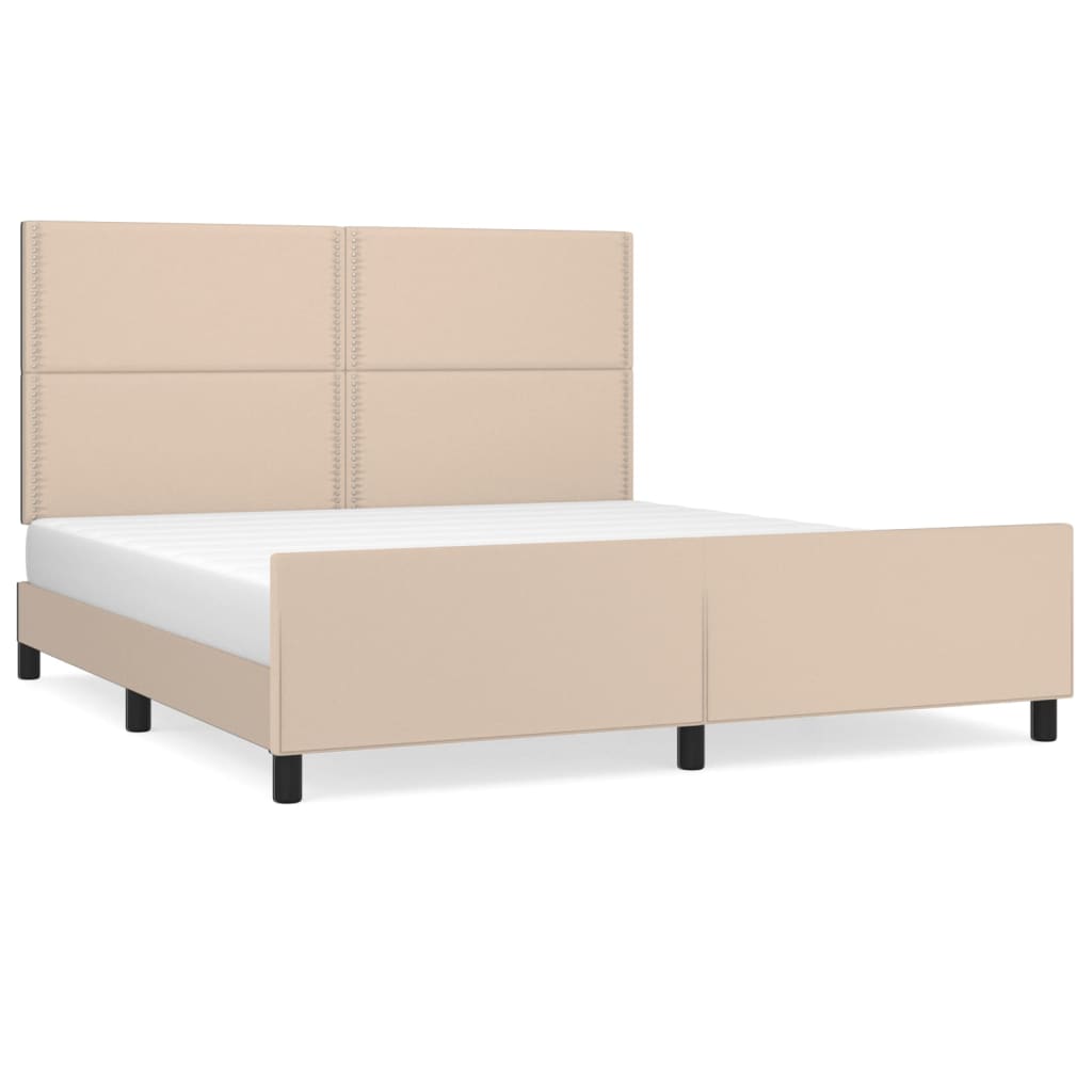 vidaXL Bedframe met hoofdbord kunstleer cappuccinokleurig 180x200 cm