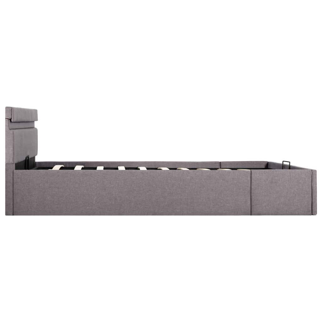 vidaXL Bedframe met hydraulische opslag en LED stof taupe 120x200 cm