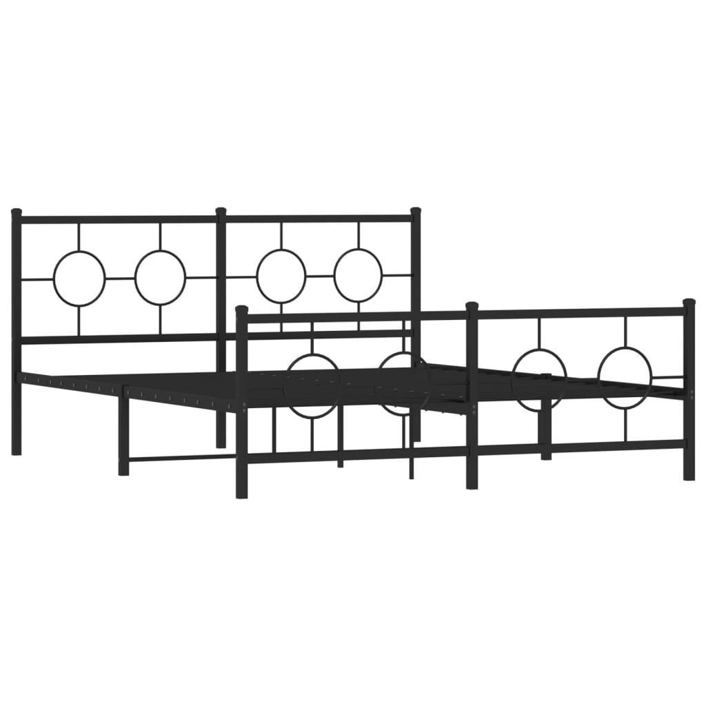 vidaXL Bedframe met hoofd- en voeteneinde metaal zwart 150x200 cm