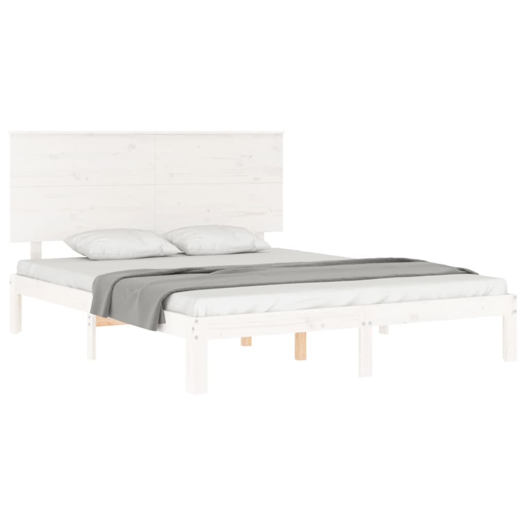 vidaXL Bedframe met hoofdbord massief hout wit