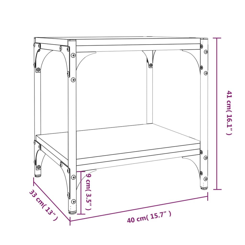 vidaXL Tv-meubel 40x33x41 cm bewerkt hout en staal gerookt eikenkleur