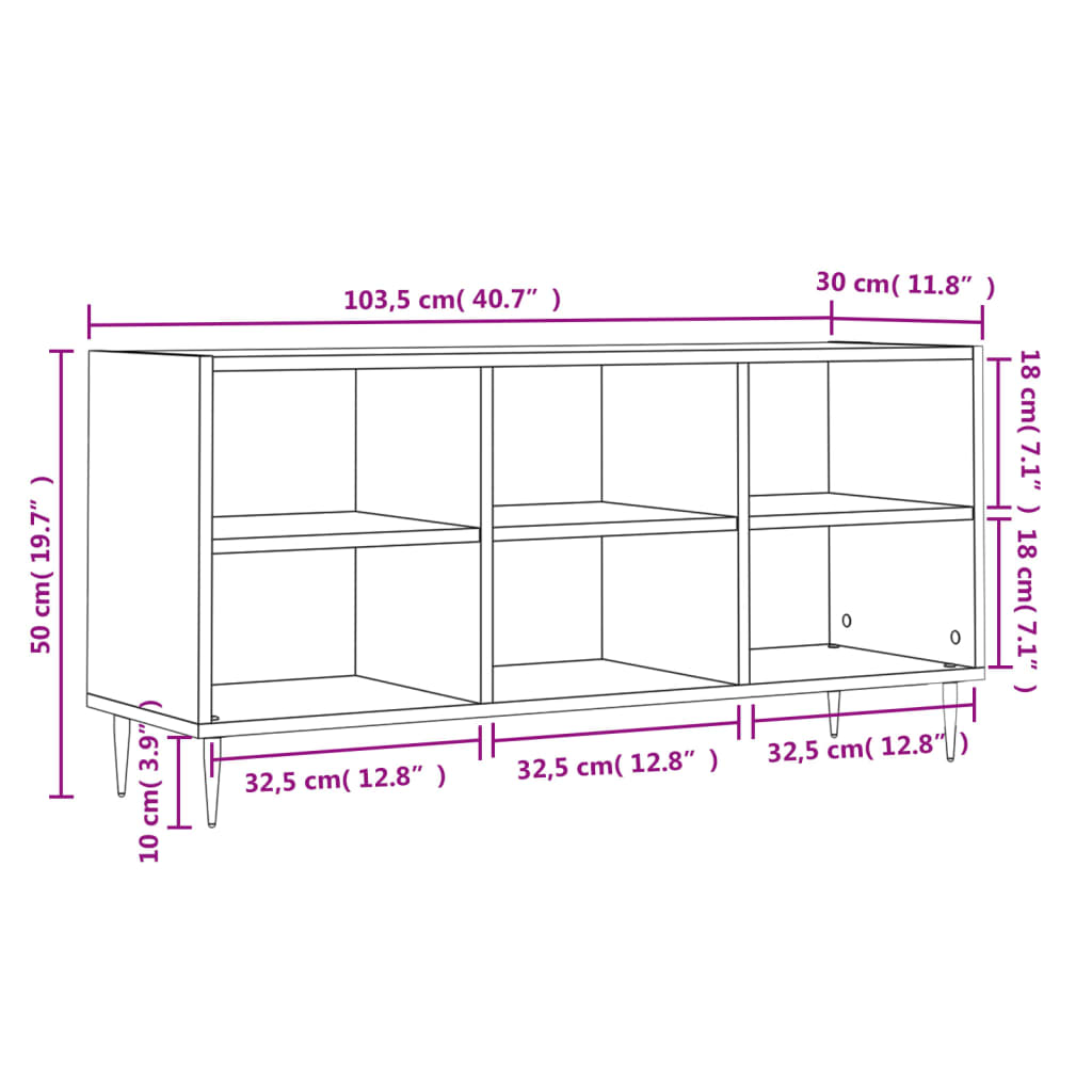 vidaXL Tv-meubel 103,5x30x50 cm bewerkt hout zwart