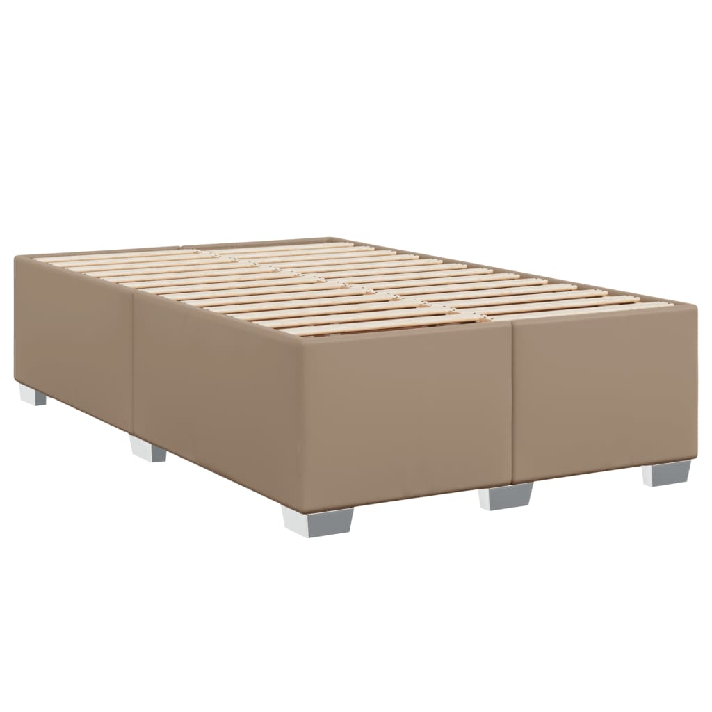 vidaXL Boxspring met matras kunstleer cappuccinokleurig 120x200 cm