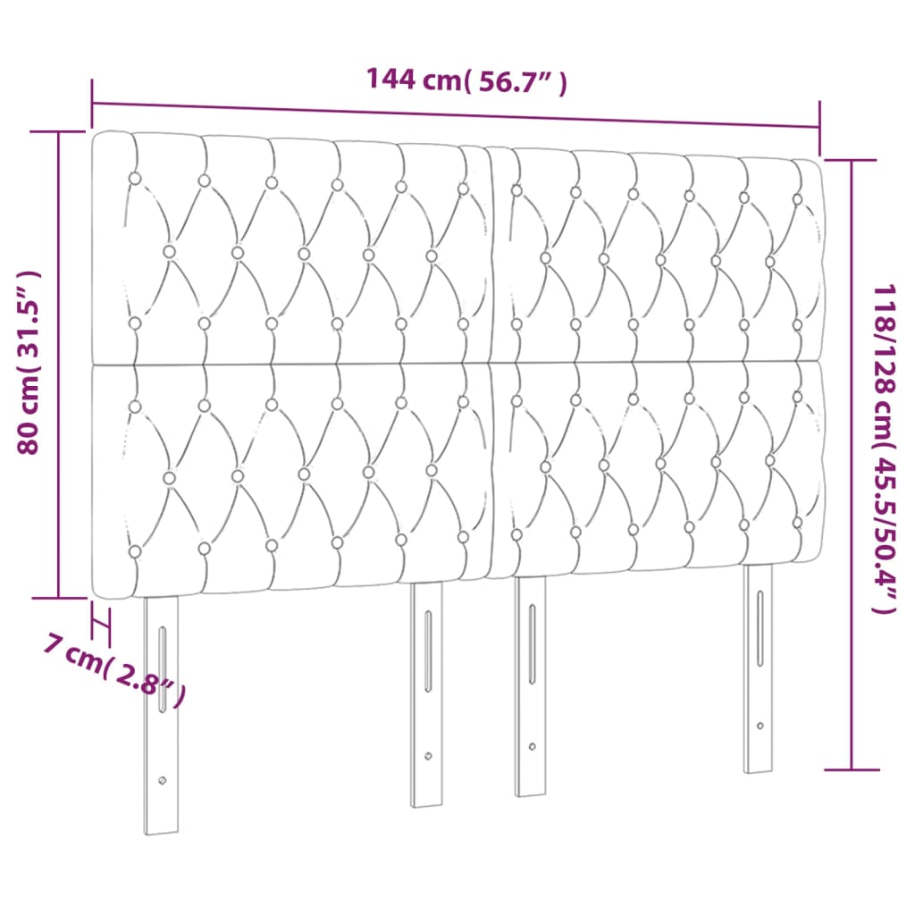 vidaXL Hoofdborden 4 st 72x7x78/88 cm stof crèmekleurig