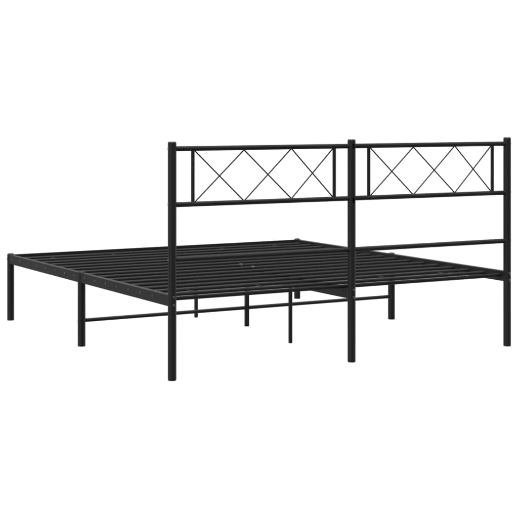 vidaXL Bedframe met hoofdbord metaal zwart 150x200 cm