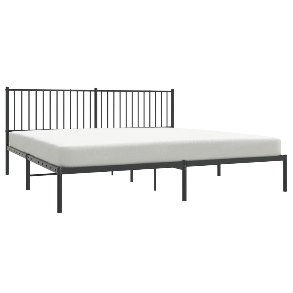 vidaXL Bedframe met hoofdbord metaal zwart 193x203 cm