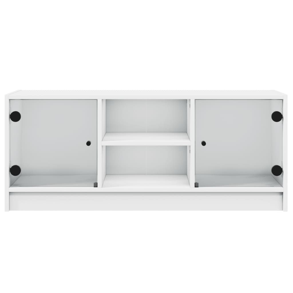 vidaXL Tv-meubel met glazen deuren 102x37x42 cm wit