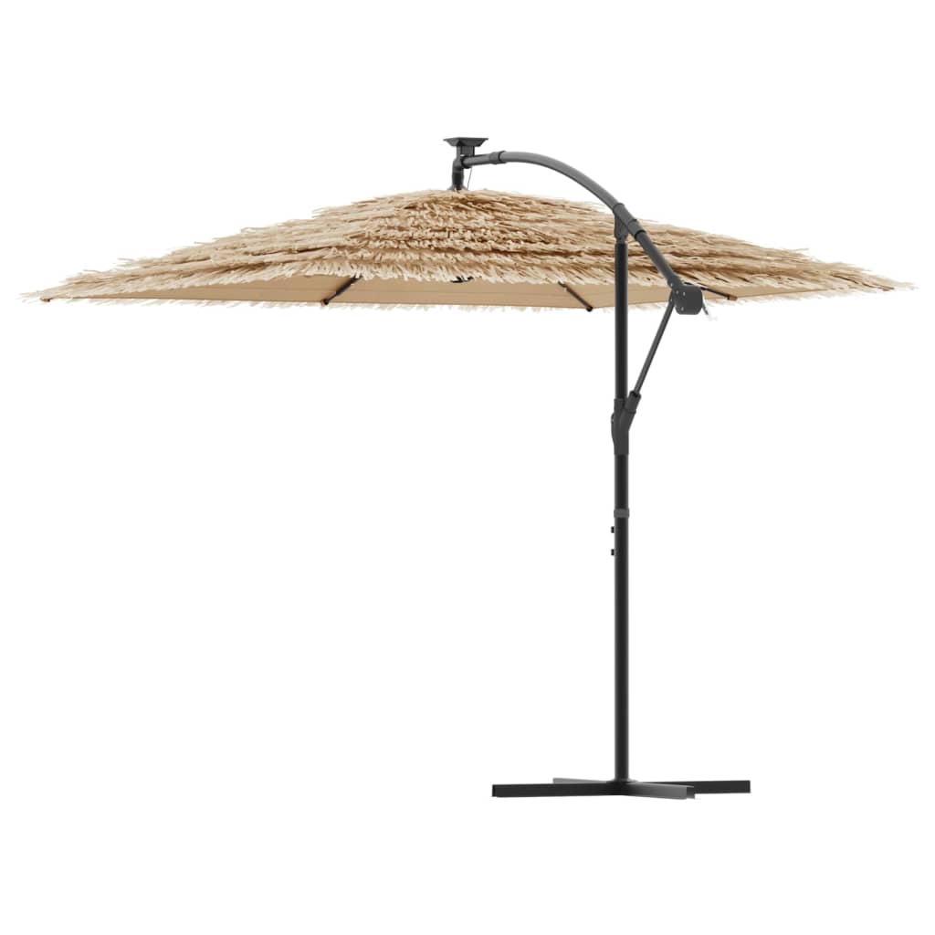 vidaXL Parasol met LED's en stalen paal 246x246x230 cm bruin