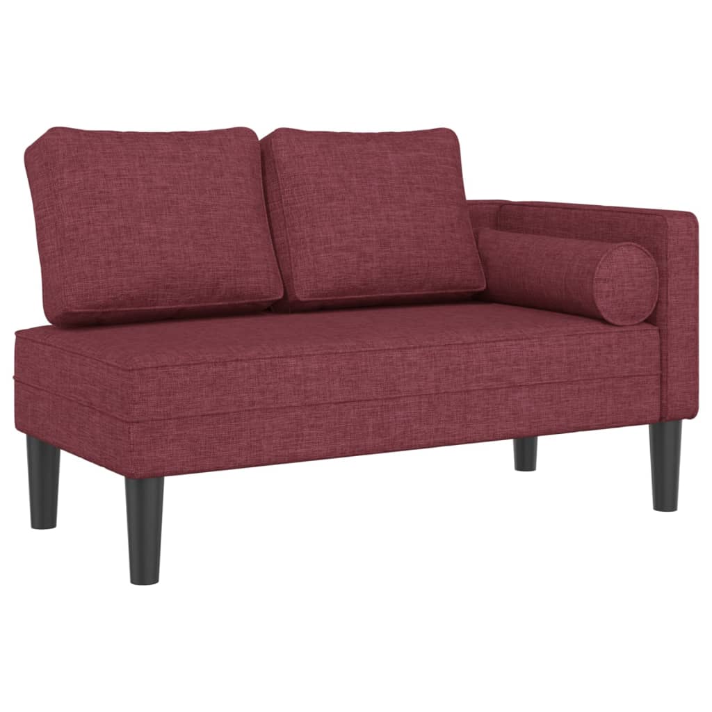 vidaXL Chaise longue met kussens stof wijnrood