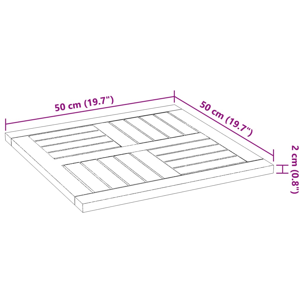 vidaXL Tafelblad vierkant 50x50x2 cm massief acaciahout