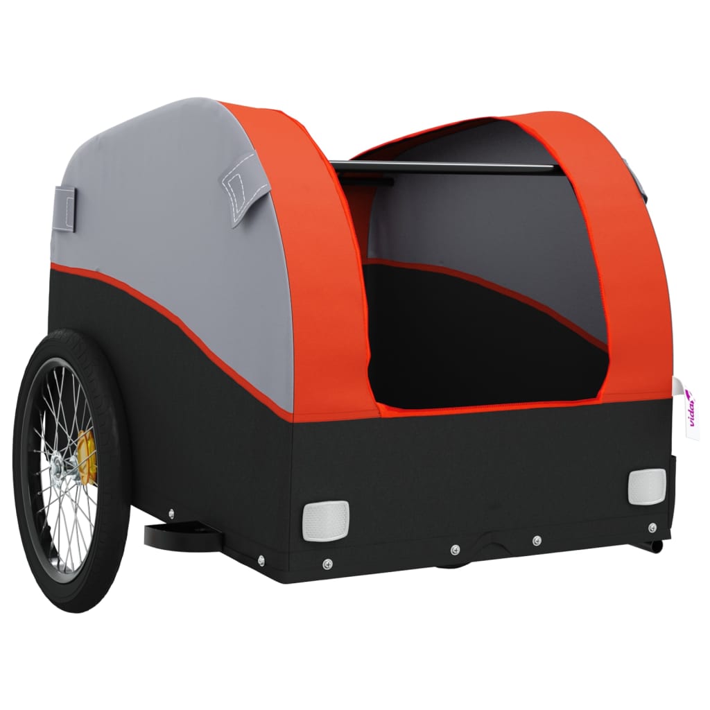 vidaXL Fietstrailer 45 kg ijzer zwart en oranje