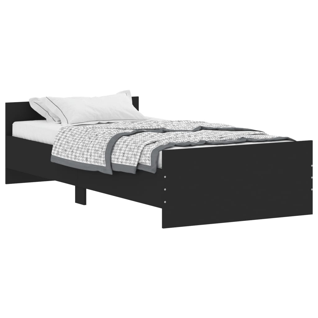 vidaXL Bedframe bewerkt hout zwart 90x190 cm