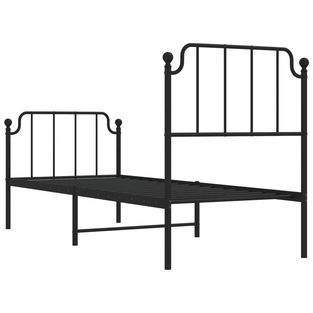 vidaXL Bedframe met hoofd- en voeteneinde metaal zwart 80x200 cm