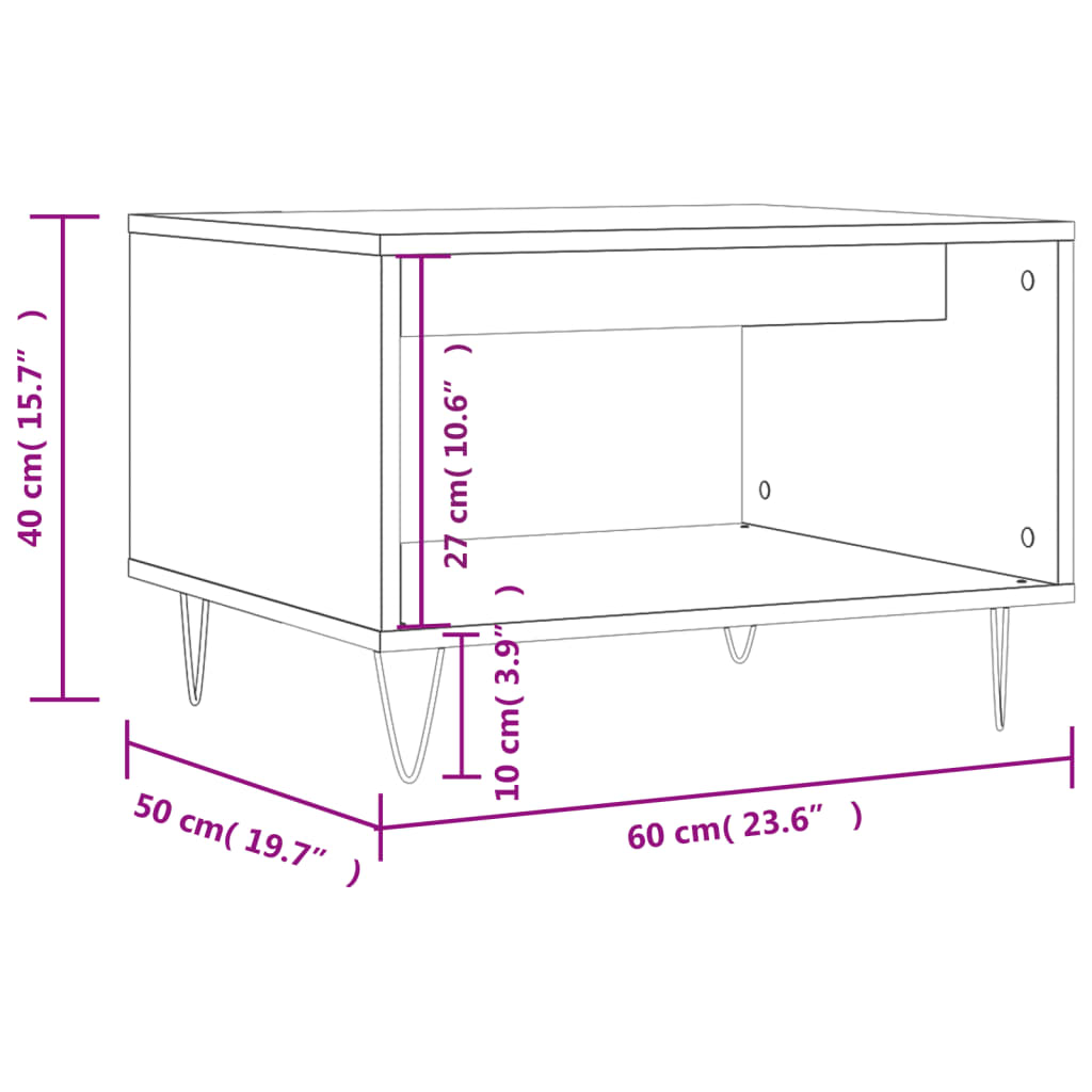 vidaXL Salontafel 60x50x40 cm bewerkt hout grijs sonoma eikenkleurig