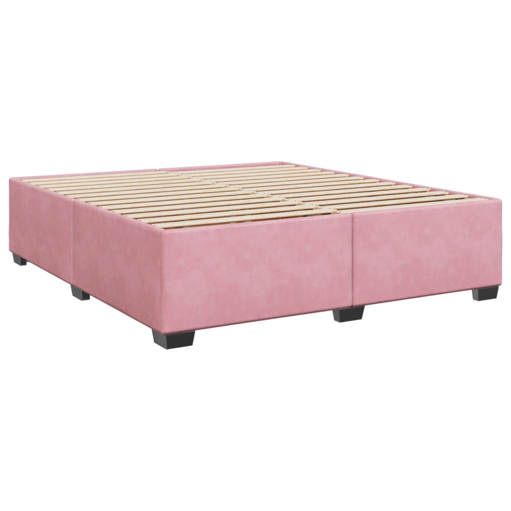 vidaXL Boxspring met matras fluweel roze 200x200 cm