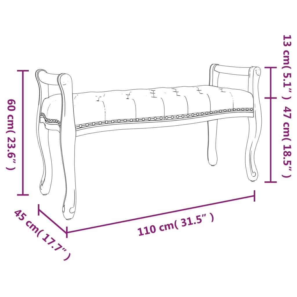 vidaXL Bankje 110x45x60 cm fluweel blauw