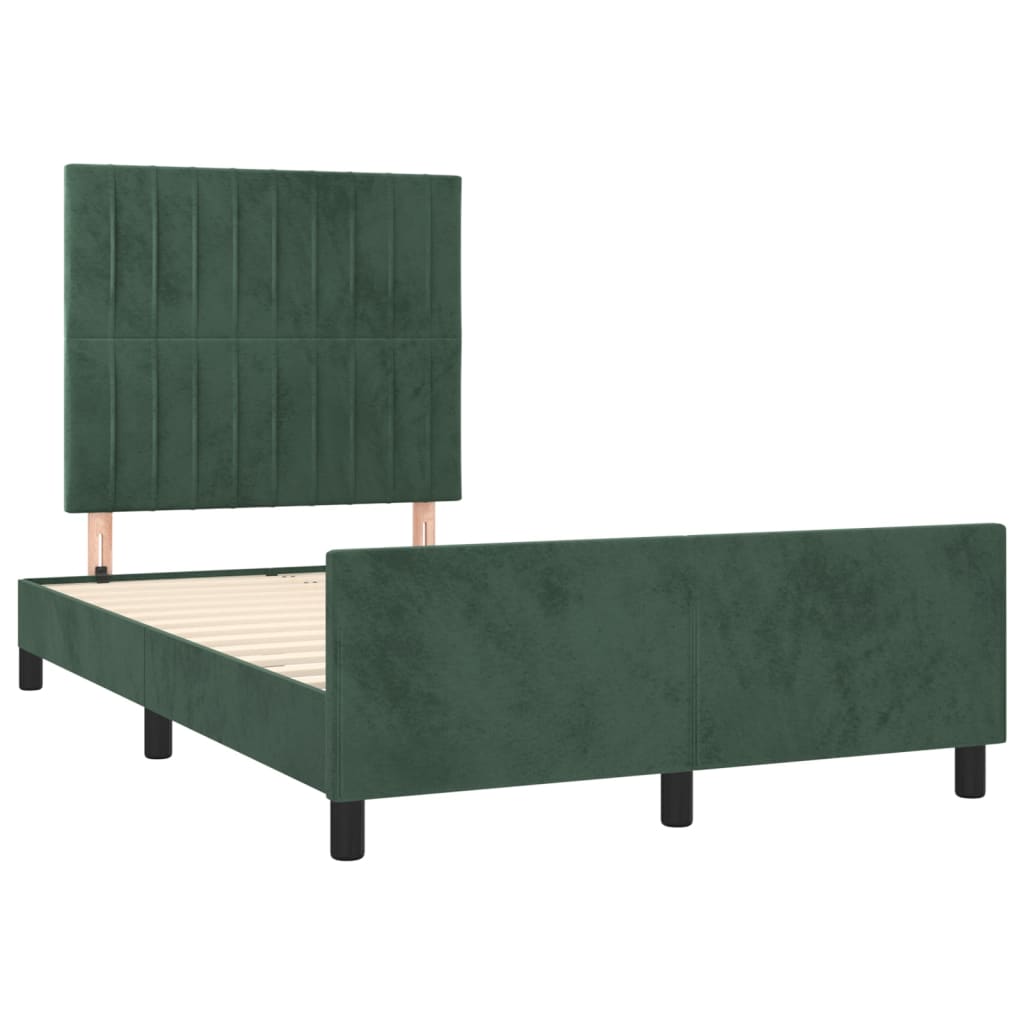 vidaXL Bedframe met hoofdbord fluweel donkergroen 120x190 cm