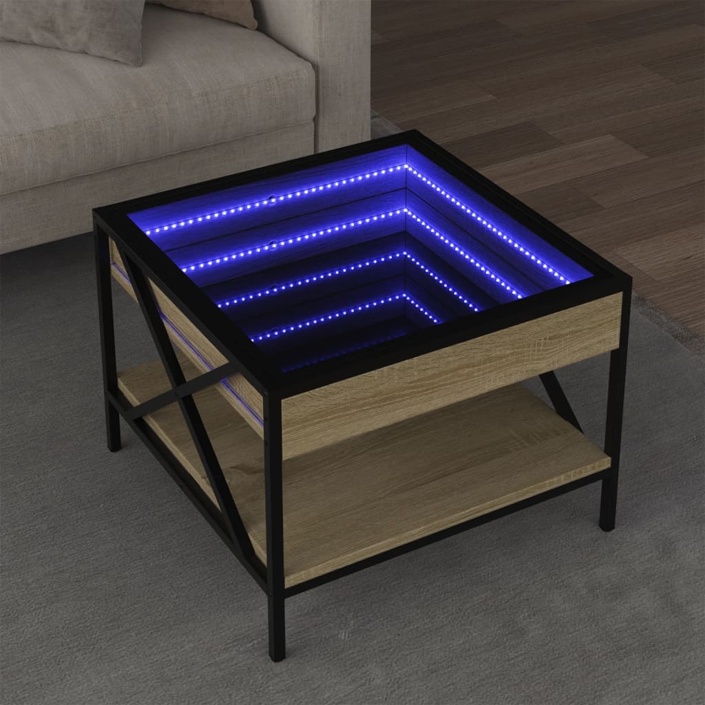 vidaXL Salontafel met Infinity LED 50x50x38 cm sonoma eikenkleurig