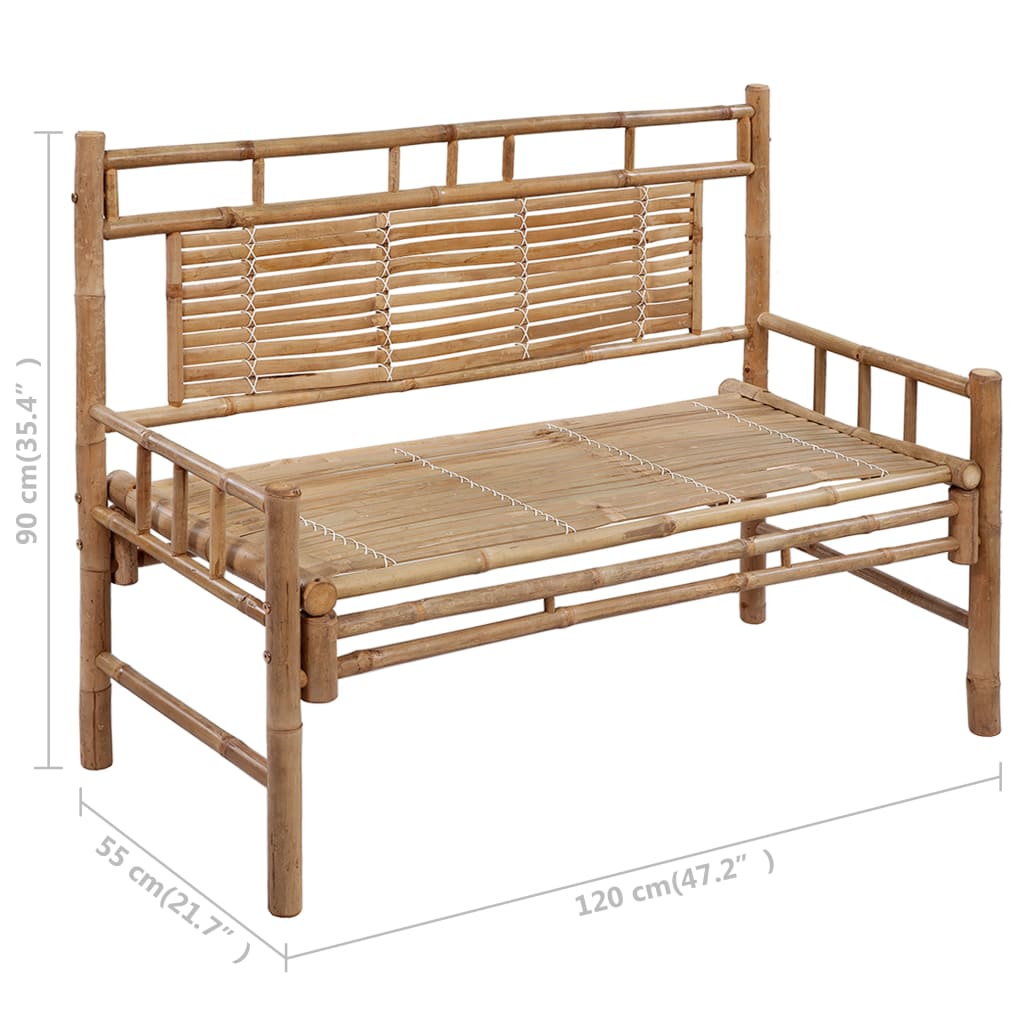 vidaXL Tuinbank met kussen 120 cm bamboe