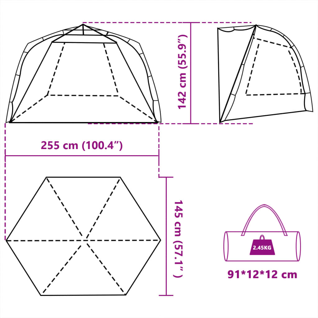 vidaXL Strandtent 3-persoons waterdicht snelontgrendeling grijs