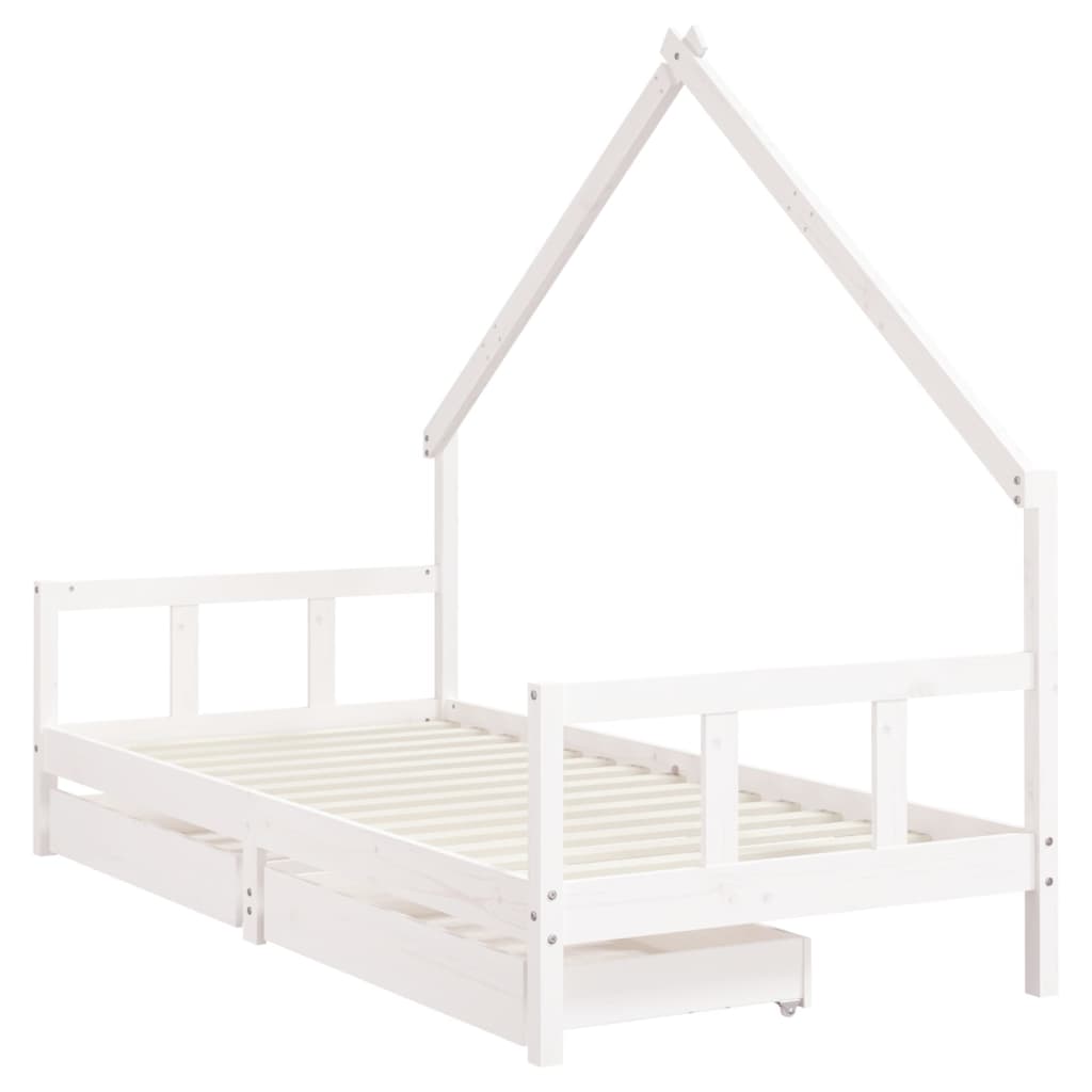 vidaXL Kinderbedframe met lades 90x200 cm massief grenenhout wit