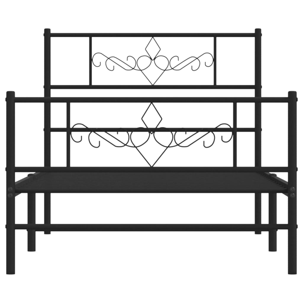 vidaXL Bedframe met hoofd- en voeteneinde metaal zwart 100x200 cm