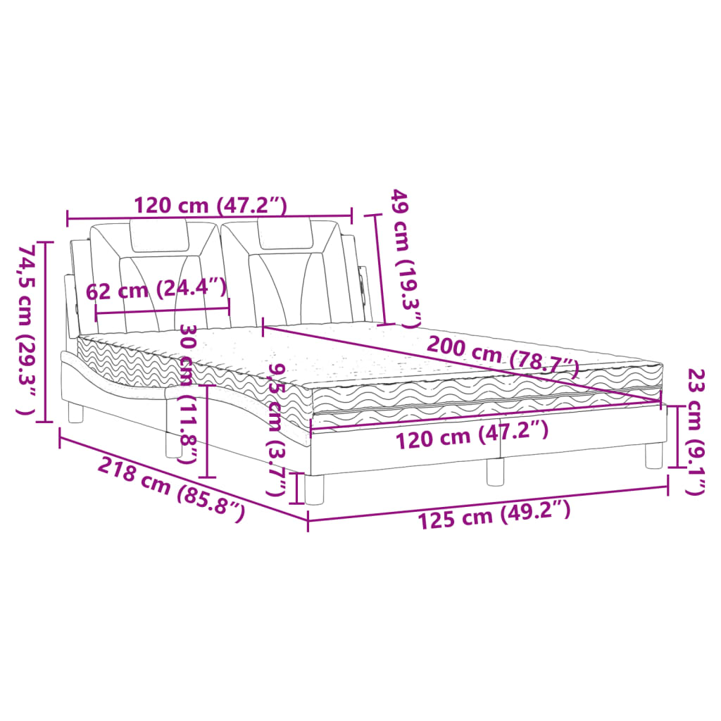 vidaXL Bed met matras kunstleer grijs 120x200 cm