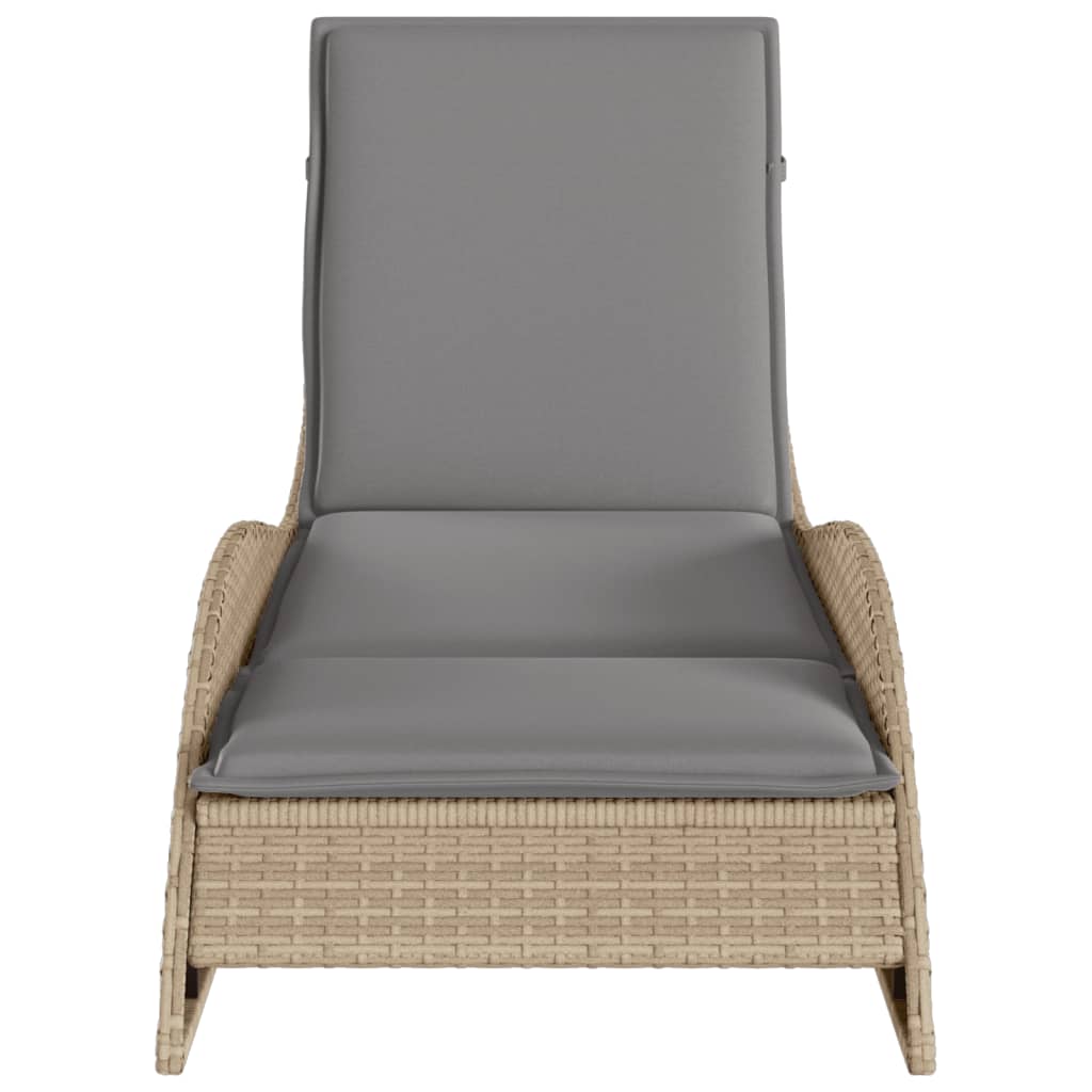 vidaXL Ligbed met kussen 60x205x73 cm poly rattan beige