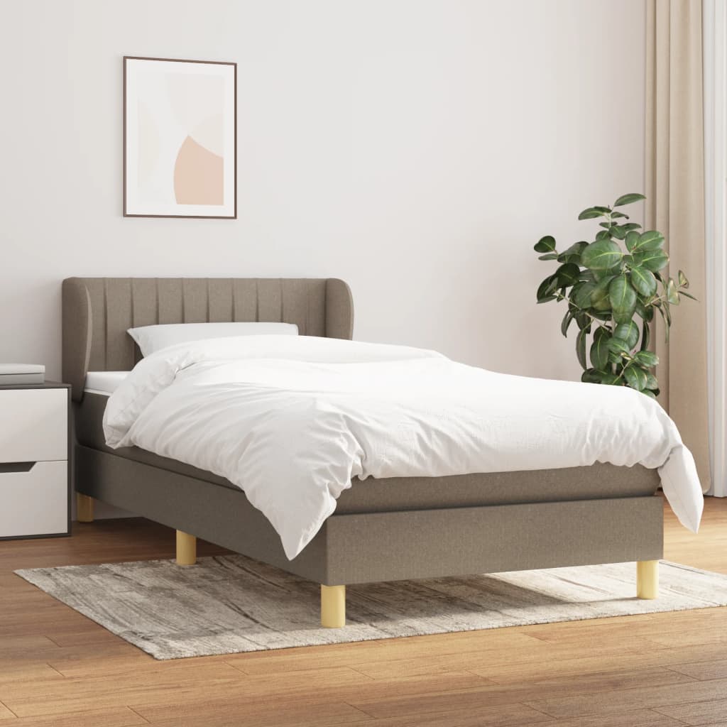 vidaXL Boxspring met matras stof taupe 90x190 cm