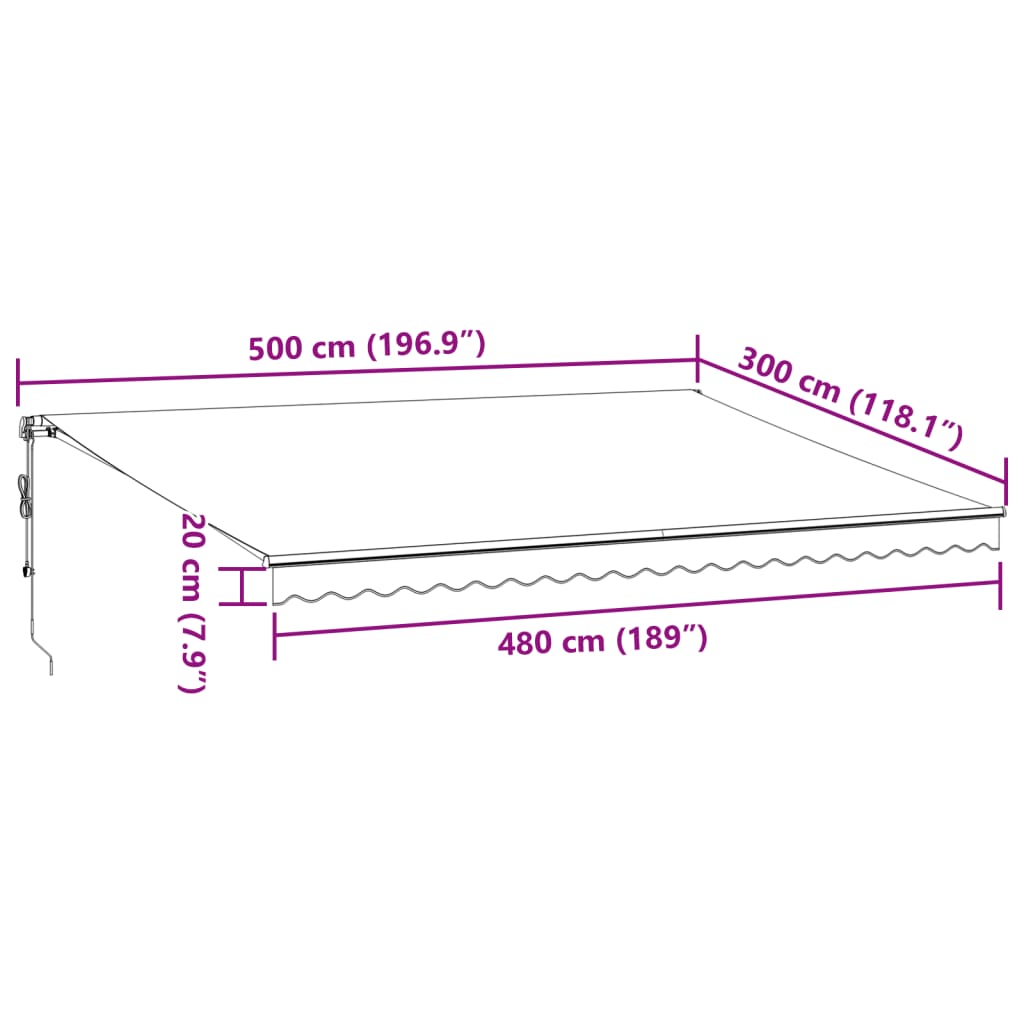 vidaXL Luifel automatisch uittrekbaar met LED's 500x300 cm bruin