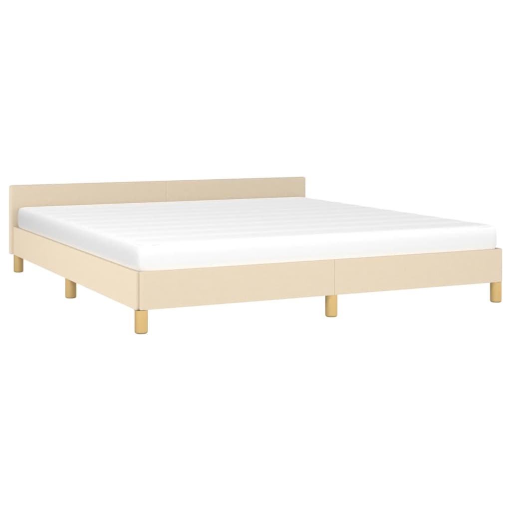 vidaXL Bedframe met hoofdeinde stof crèmekleurig 180x200 cm