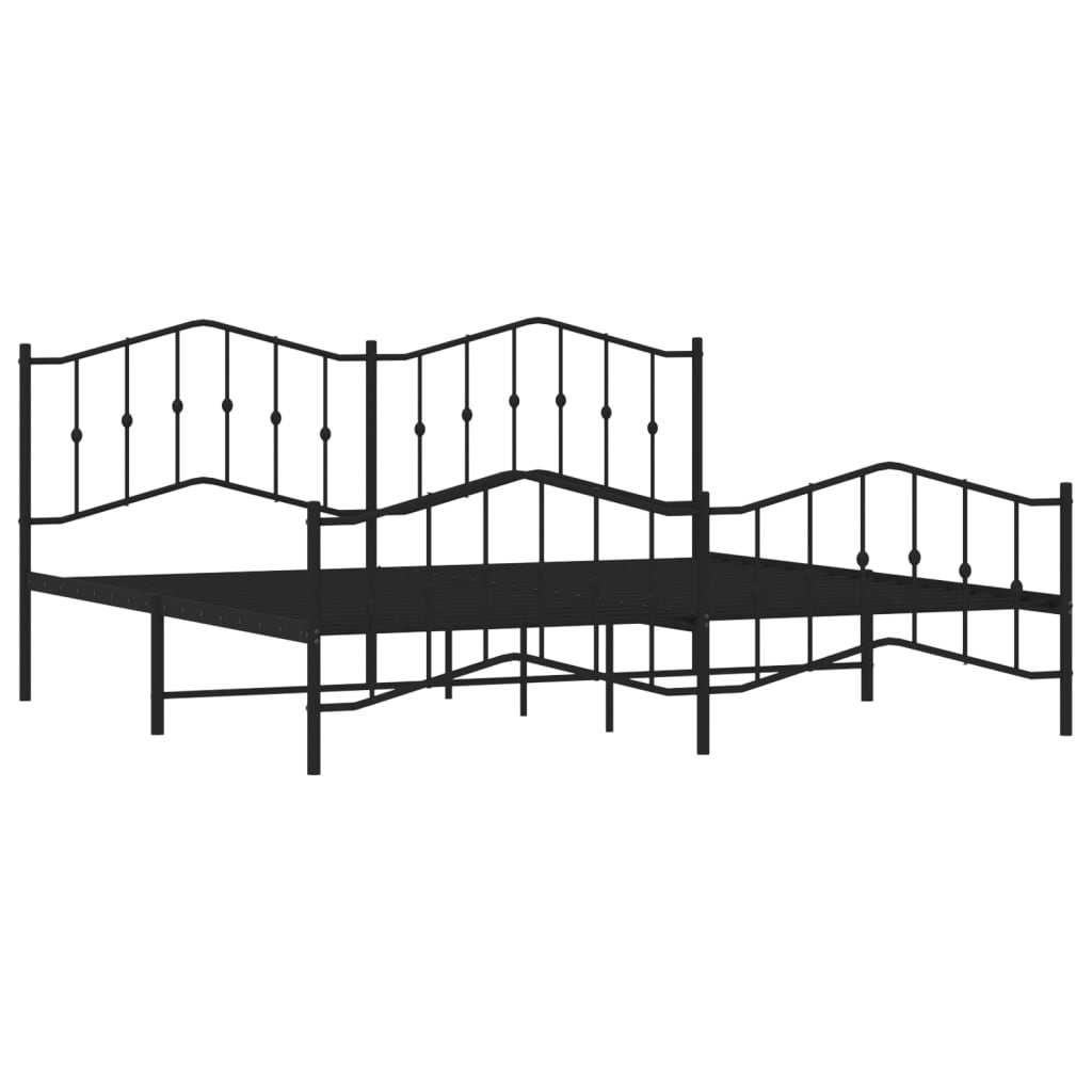 vidaXL Bedframe met hoofd- en voeteneinde metaal zwart 200x200 cm