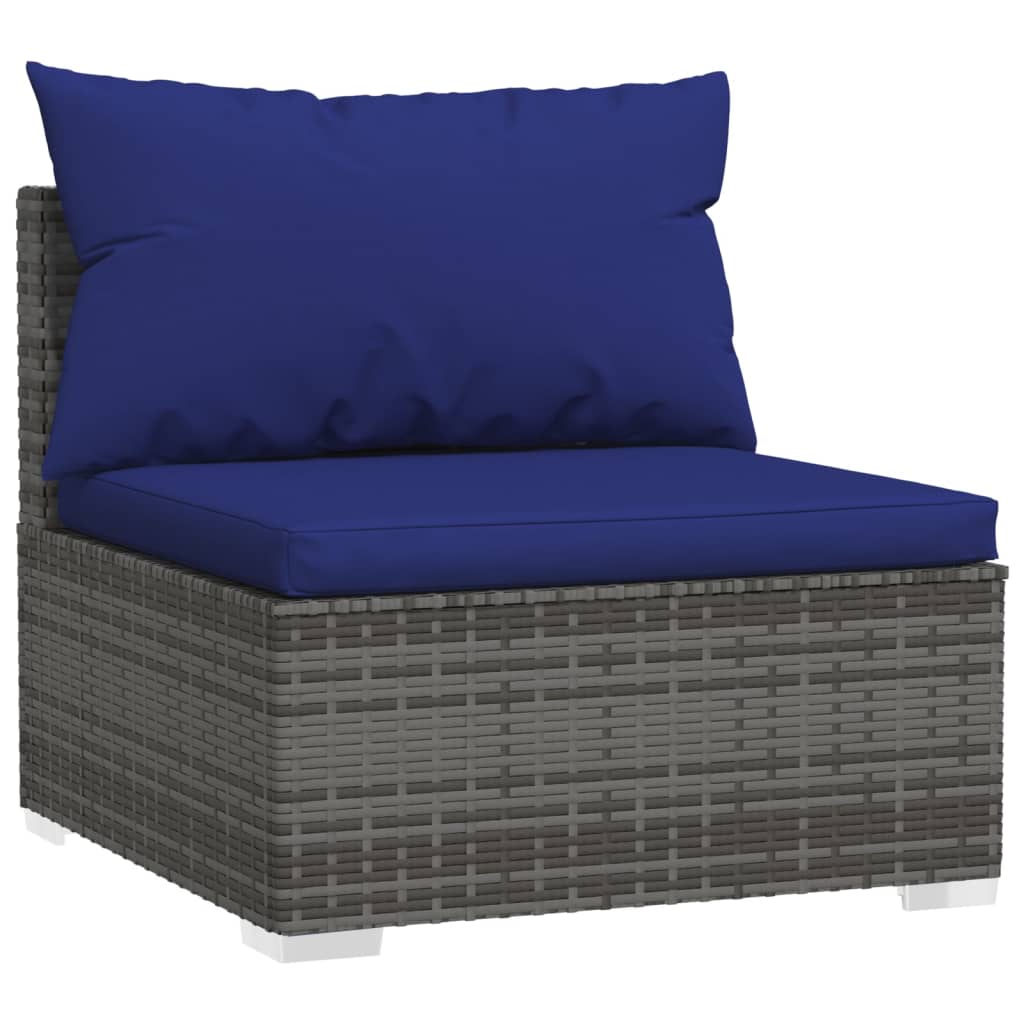 vidaXL 6-delige Loungeset met kussens poly rattan grijs