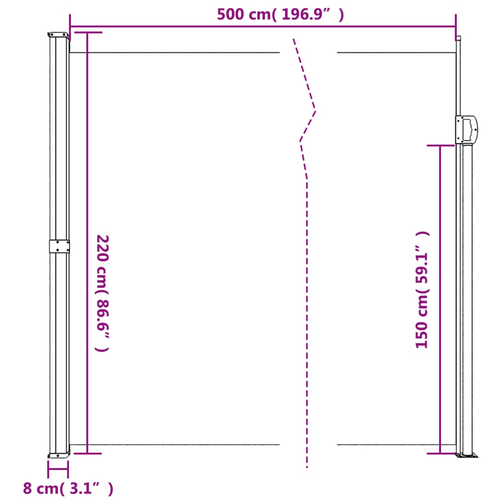 vidaXL Windscherm uittrekbaar 220x500 cm beige