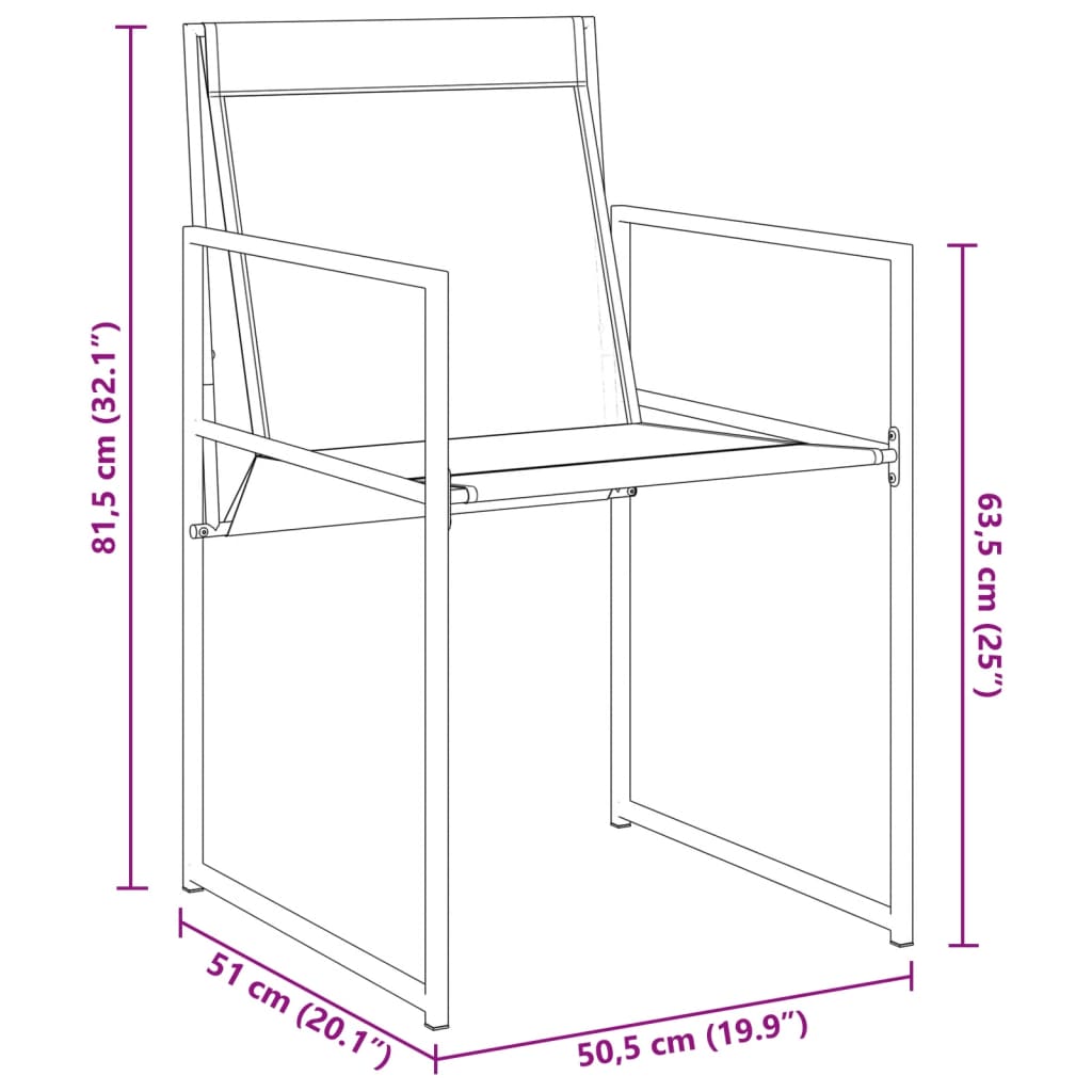 vidaXL Tuinstoelen 4 st staal en textileen zwart