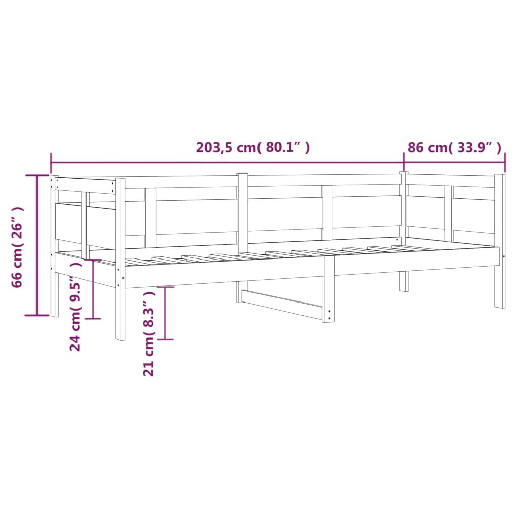 vidaXL Slaapbank massief grenenhout 80x200 cm