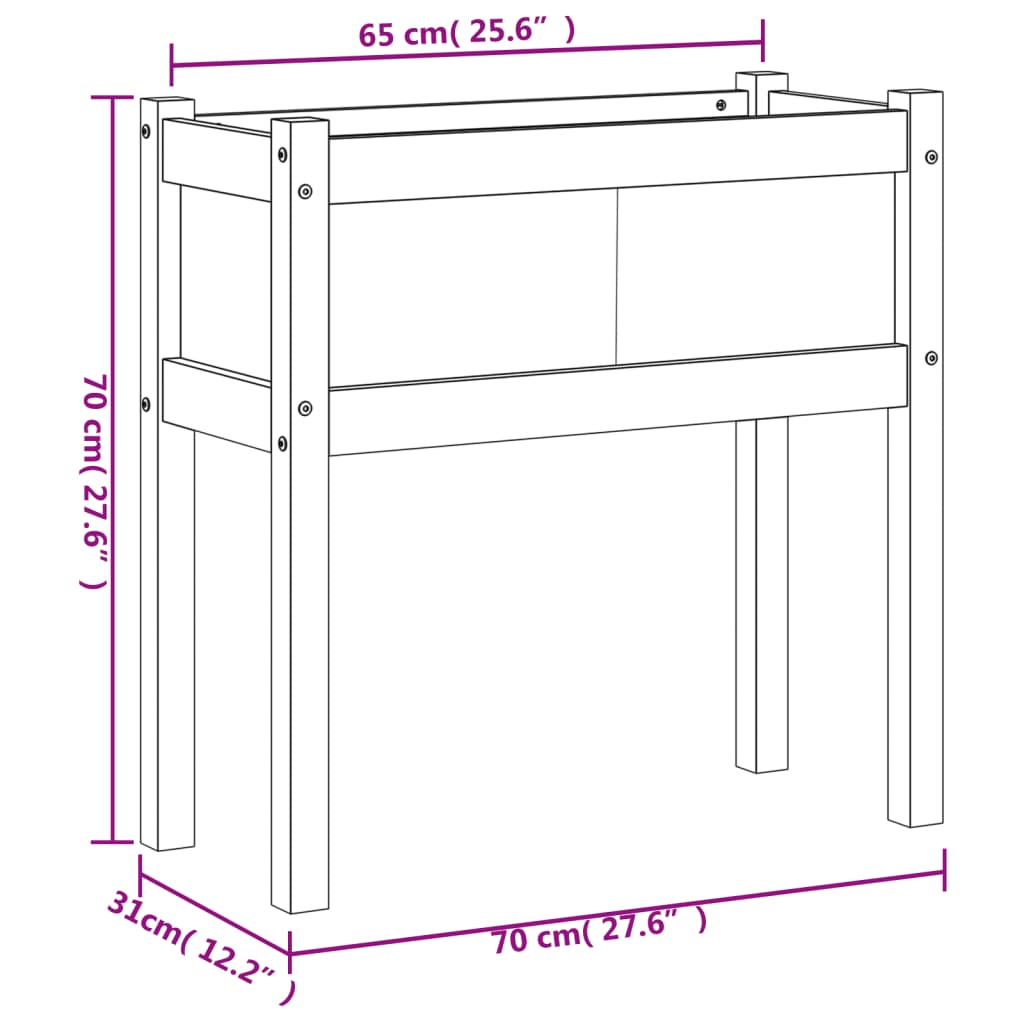 vidaXL Plantenbak met poten 70x31x70 cm geïmpregneerd grenenhout