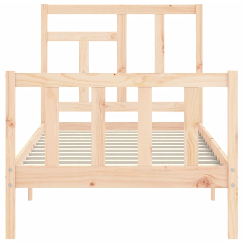 vidaXL Bedframe met hoofdbord massief hout 90x200 cm